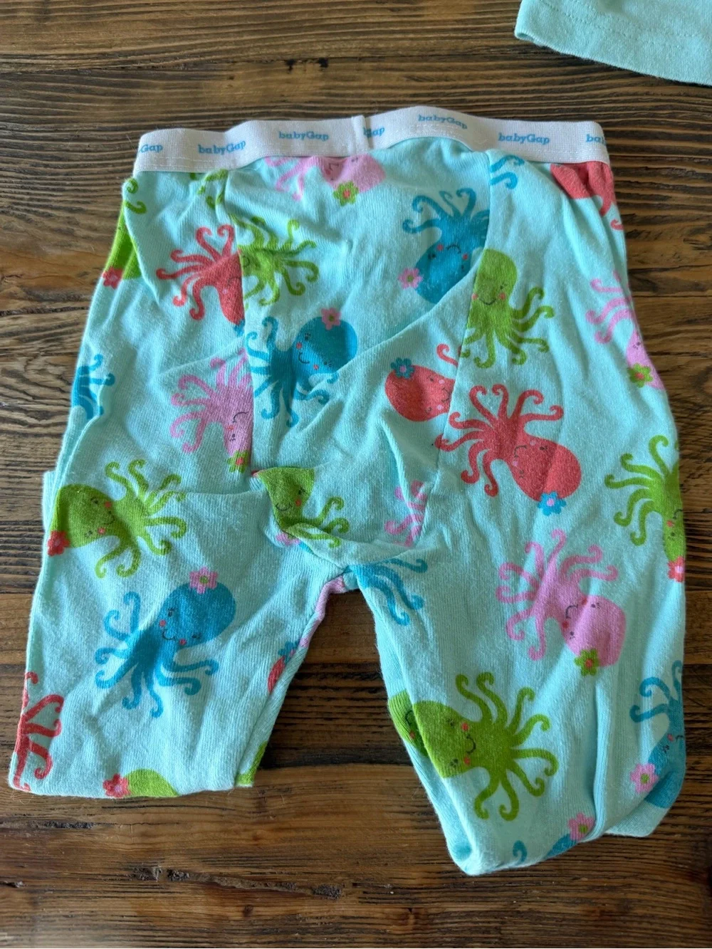 GAP Kids Aqua Long-Sleeve Top with Pink Octopus Sleepwear Set